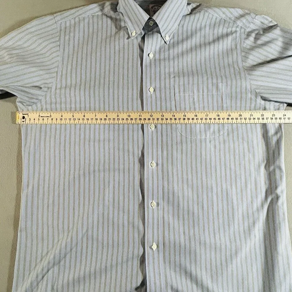 Vintage Brooks Brothers Shirt Men 16 -34 Blue Green Supima Cotton Preppy Classic